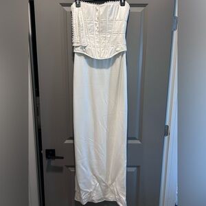 Ivory strapless House of CB dress
